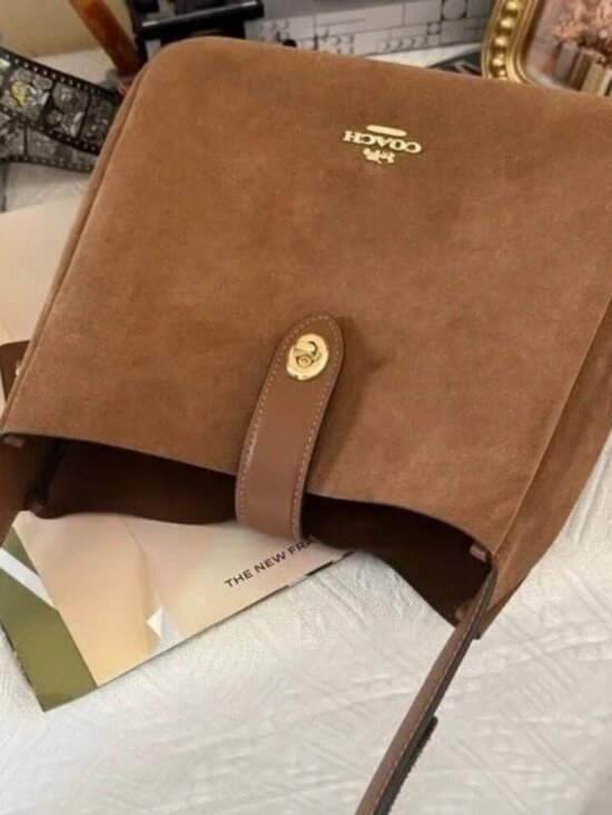 Coach Tan Suede Shoulder Bag - Picture 5 of 8